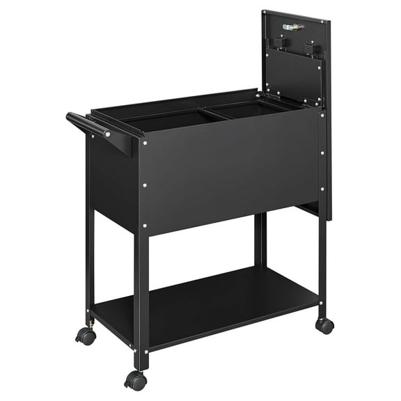 Metal Rolling File Storage Cart with Wheels, Mobile File Cabinet with Lock, Filing Cabinet Organizer for Legal/A4 (Black) Style - A