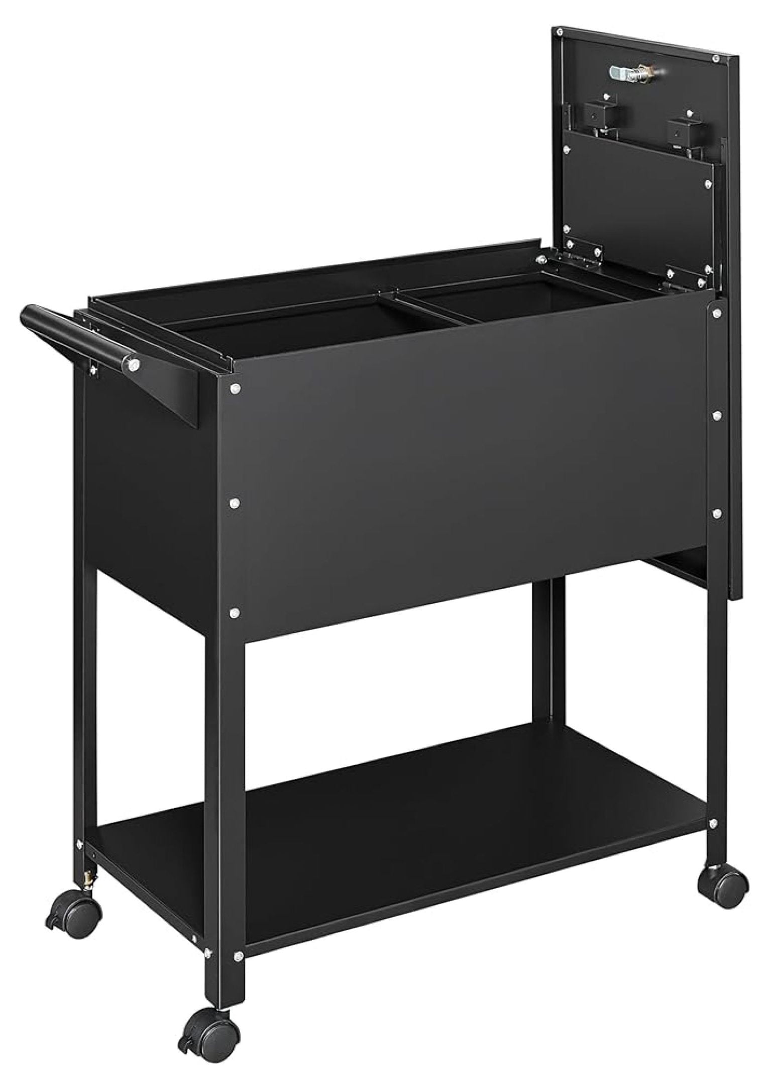 Metal Rolling File Storage Cart with Wheels, Mobile File Cabinet with Lock, Filing Cabinet Organizer for Legal/A4 (Black)
