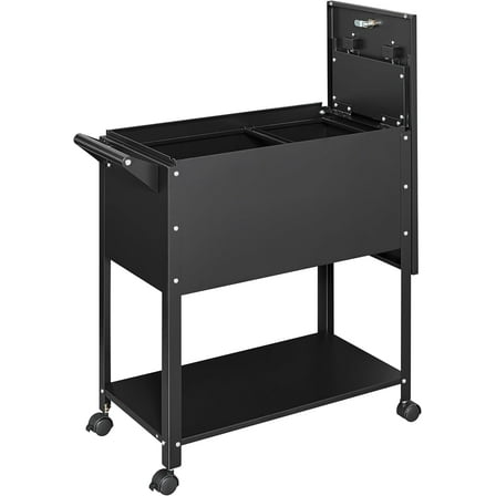 Yizosh Metal Rolling File Storage Cart with Wheels, Mobile File Cabinet with Lock, Filing Cabinet Organizer for Legal/A4 (Black)