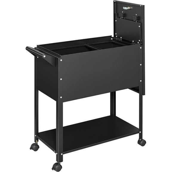 Yizosh Metal Rolling File Storage Cart with Wheels, Mobile File Cabinet with Lock, Filing Cabinet Organizer for Legal/A4 (Black)