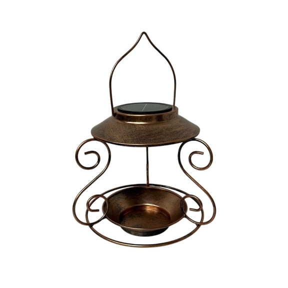 Metal Roof Bird Feeder, Solarpowered Bird Feeders for Outdoors Hanging, Wild Bird Bath Bowl, Heavy Duty Chew Proof Squirrel Water Feeder Station Outdoor Garden