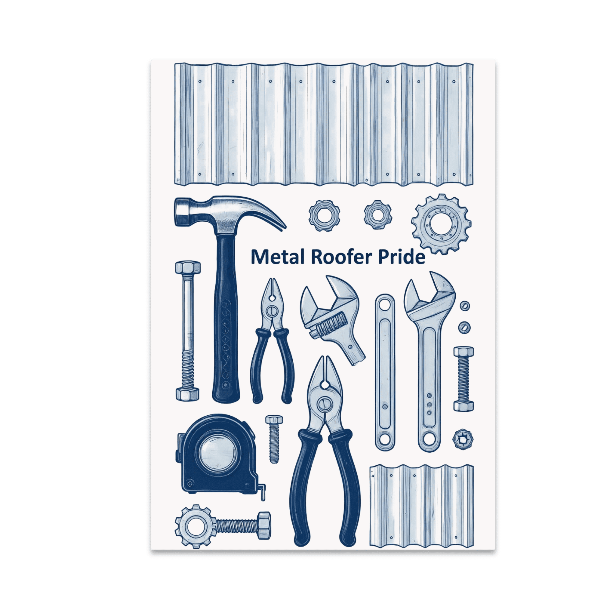 Metal Roofer Pride Blueprint Art - Tradesman Decor - 13x19 Poster Print