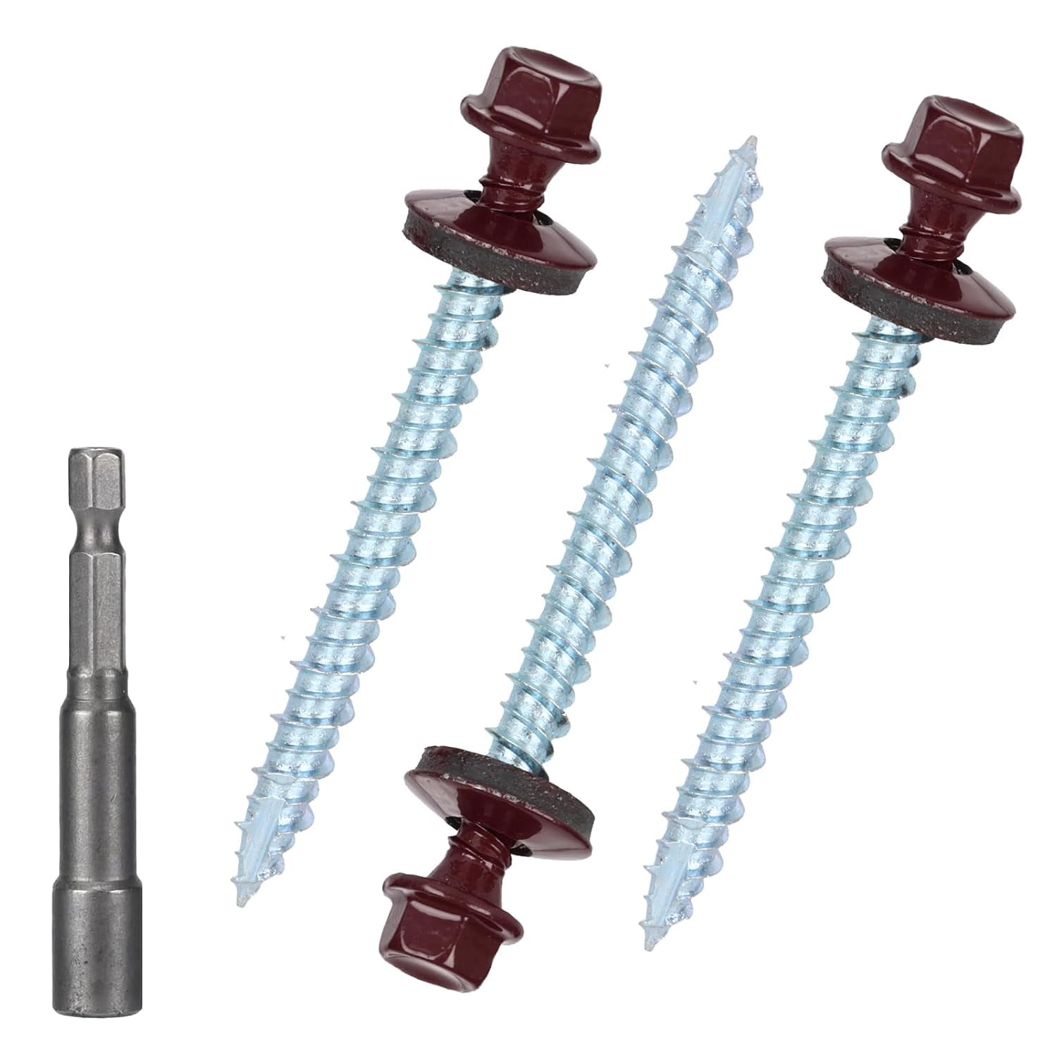 100pcs #10 X 1 Inch Metal Roofing Screws - Hex Head With EPDM Rubber Washers