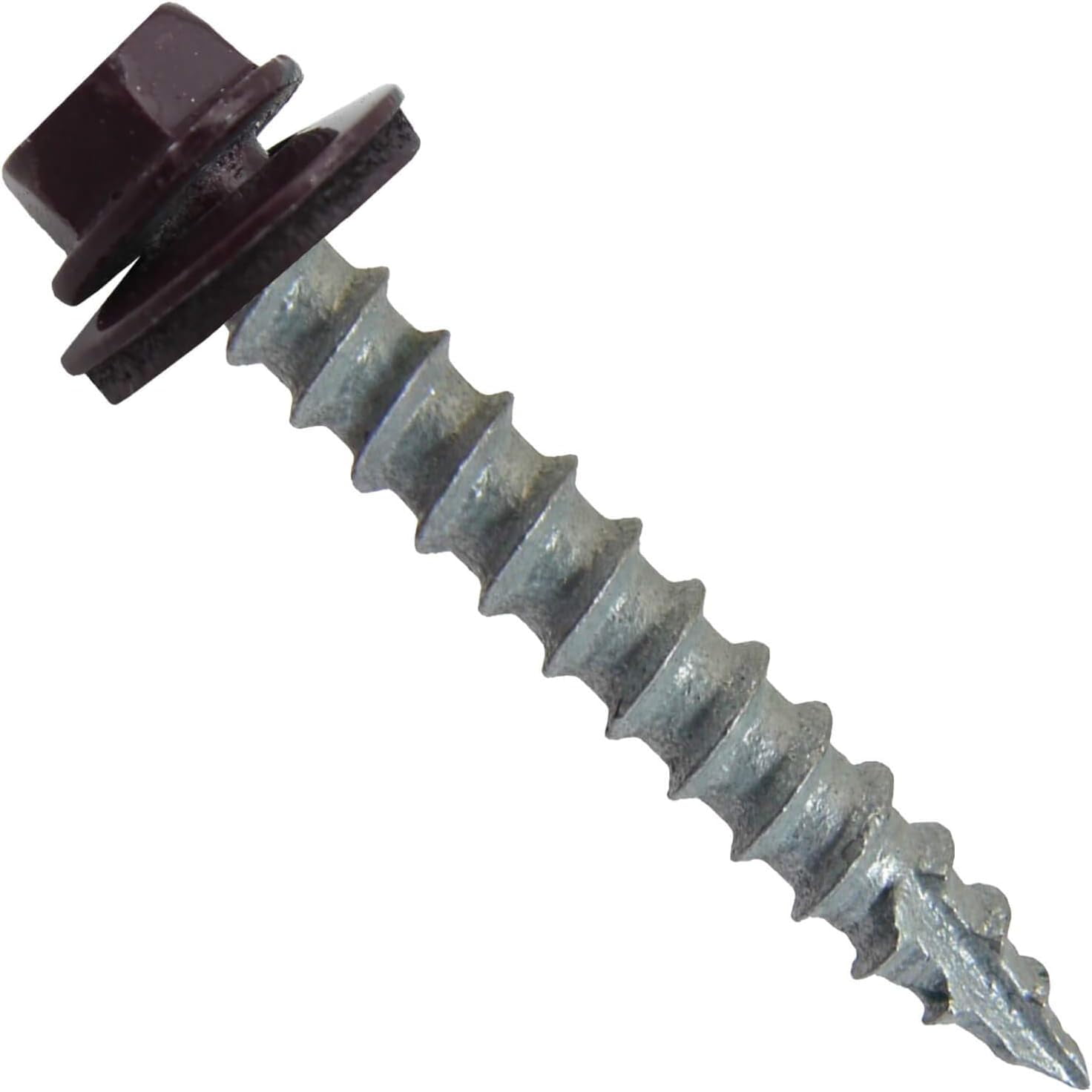 Metal Roofing Screws(250) Screws X 11/2" Burgundy Hex Washer Head