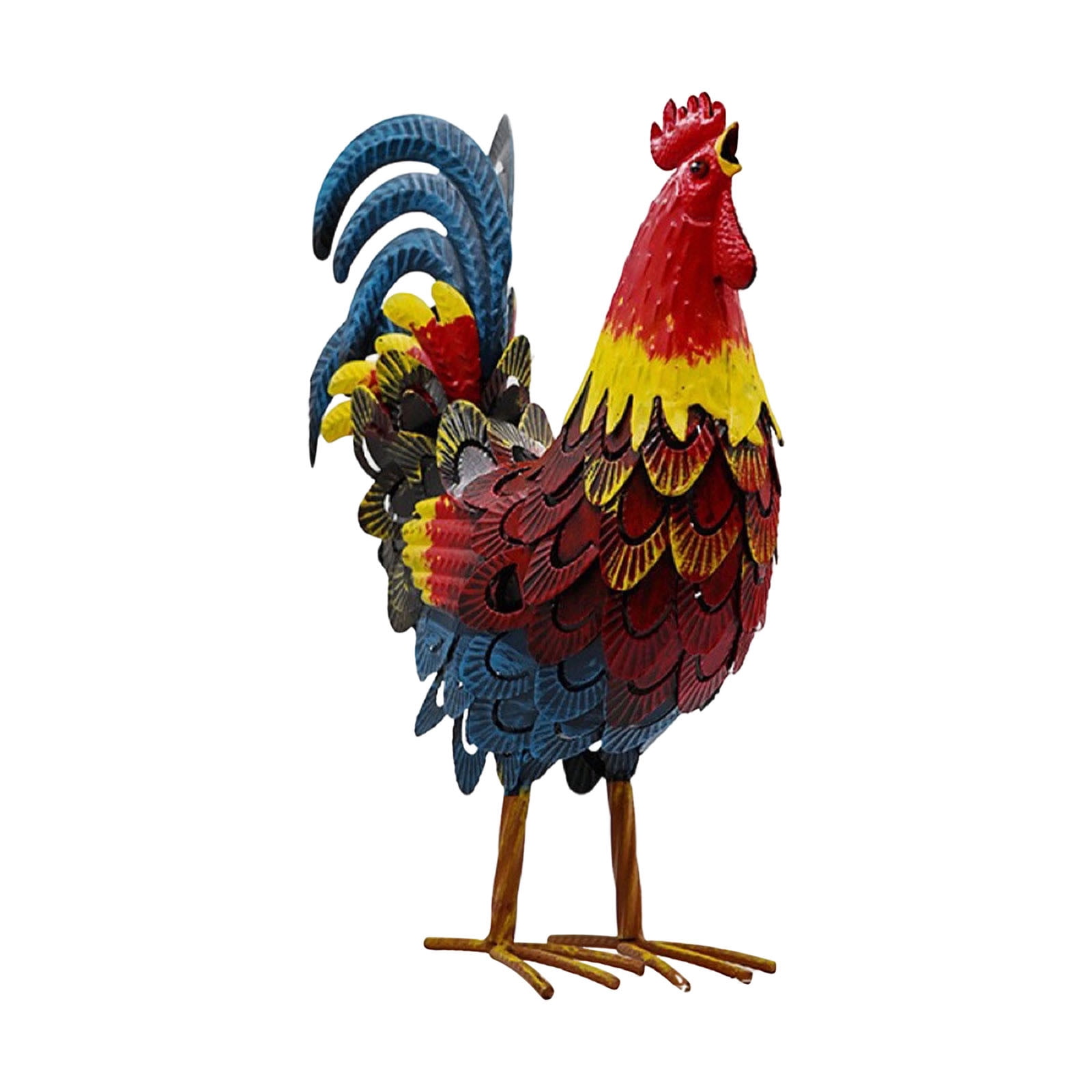 Metal Rooster Decoration Rustic Outdoor Roosters Statue Hand-Painted Iron Chicken Garden Sculpture for Easter Yard Lawn Party Farmhouse Decor