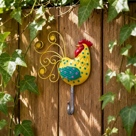 Metal Rooster Wall Hook Hand Painted Farmhouse Coat Key Hanger Decorative for Entryway Kitchen Home Decor