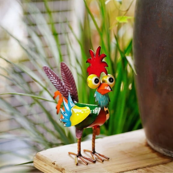 Metal Rooster Yard Statue Outdoor Garden Backyard Patio Lawn Chicken Decoration Animal Ornament Gifts for Chicken Lovers