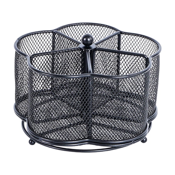 Metal Rotating Cutlery Rack Organizer With 5 Compartments, 360 Degree Rotation And Sturdy Construction For Restaurant Kitchen Table, Dining Utensils Storage, 7.2X7.2X5.11In 1.21Lb