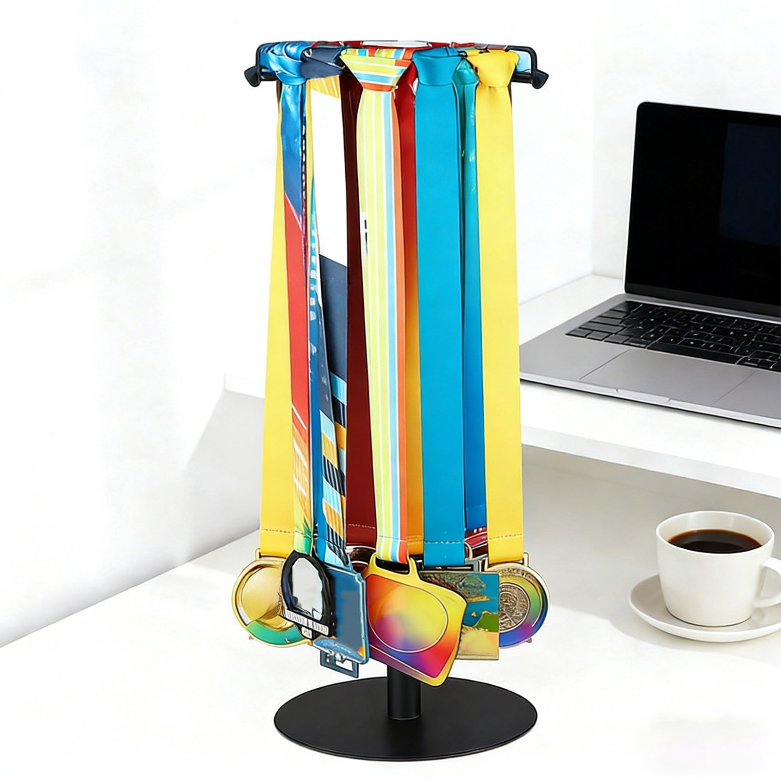 Metal Rotating Medal Trophy Display Rack Desk Shelf Organizer for ...