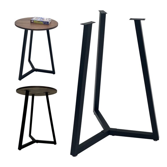 Metal Round End Table Legs,16 Inch Black Coffee Table Base Only,Iron Dining Table Base Furniture Legs