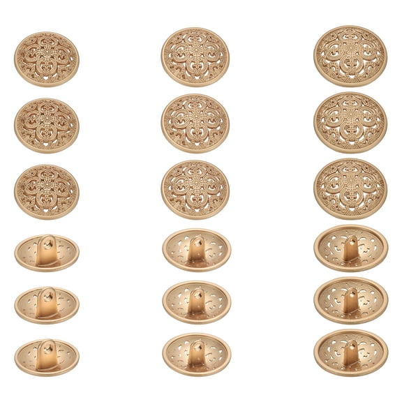 Metal Round Hollow Buttons, Retro Hollow Shank Sewing Buttons for Coat Shirt 15/20/25 mm & 18 Pack & Matte Gold