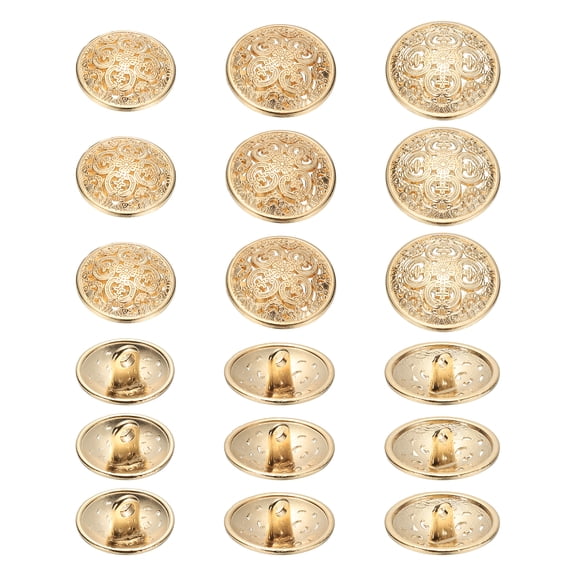 Metal Round Hollow Buttons, Retro Hollow Shank Sewing Buttons for Coat Shirt 15/20/25 mm & 18 Pack & Rose Gold