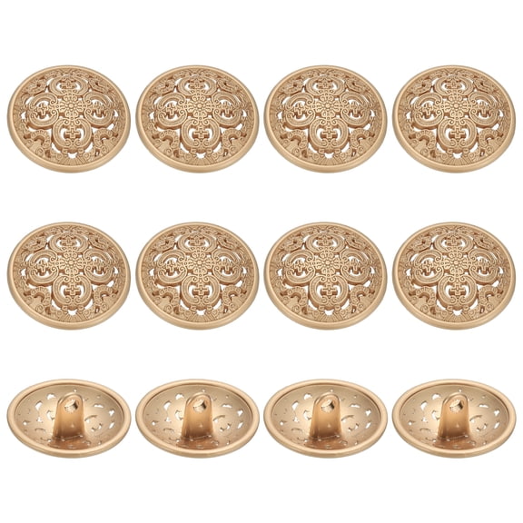 Metal Round Hollow Buttons, Retro Hollow Shank Sewing Buttons for Coat Shirt 20 mm & 12 Pack & Matte Gold