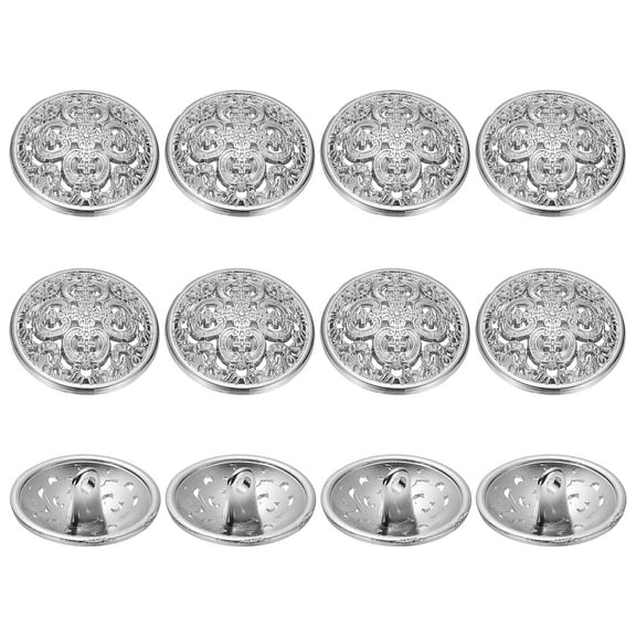 Metal Round Hollow Buttons, Retro Hollow Shank Sewing Buttons for Coat Shirt 23 mm & 12 Pack & Silver Tone