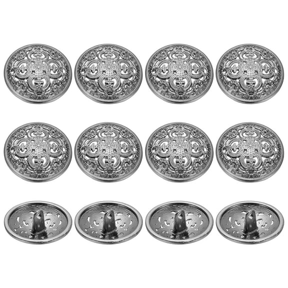 Metal Round Hollow Buttons, Retro Hollow Shank Sewing Buttons for Coat Shirt 25 mm & 12 Pack & Black