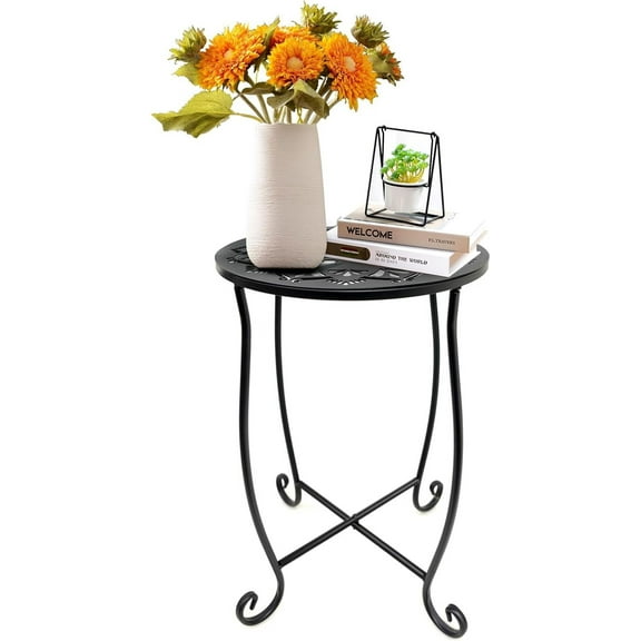 Metal Round Side Table for Small Spaces - Indoor/Outdoor, Perfect for Patio, Yard, Porch, Balcony, Garden
