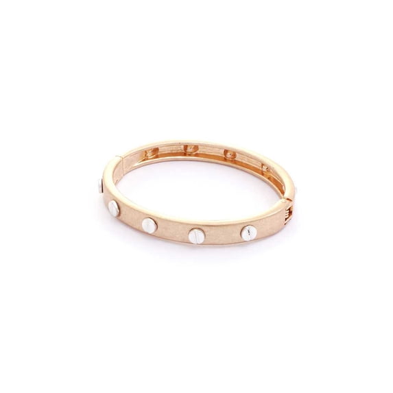 Metal Round Studded Open Bangle Bracelet