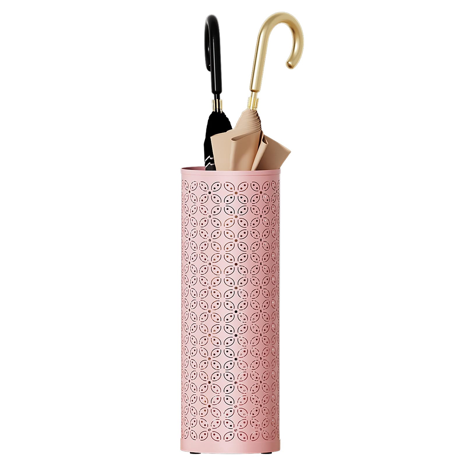 Metal Round Umbrella Stand Free Standing Holder Bin  Canes Walking Sticks For Entryway Home Office Pink