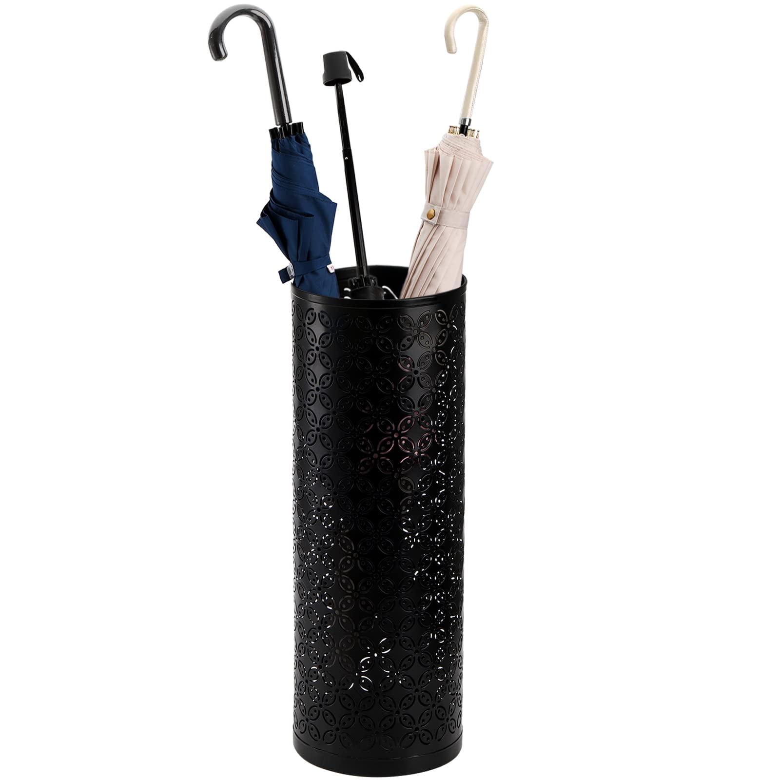 Metal Round Umbrella Stand Rack  Free Standing Holder Bin Canes Walking Sticks For Entryway Home Office Black