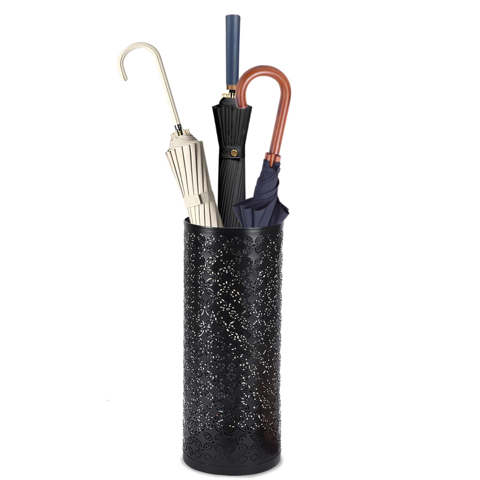 Metal Round Umbrella Stand Rack Free Standing Holder Bin  Canes Walking Sticks For Entryway Home Office (round)