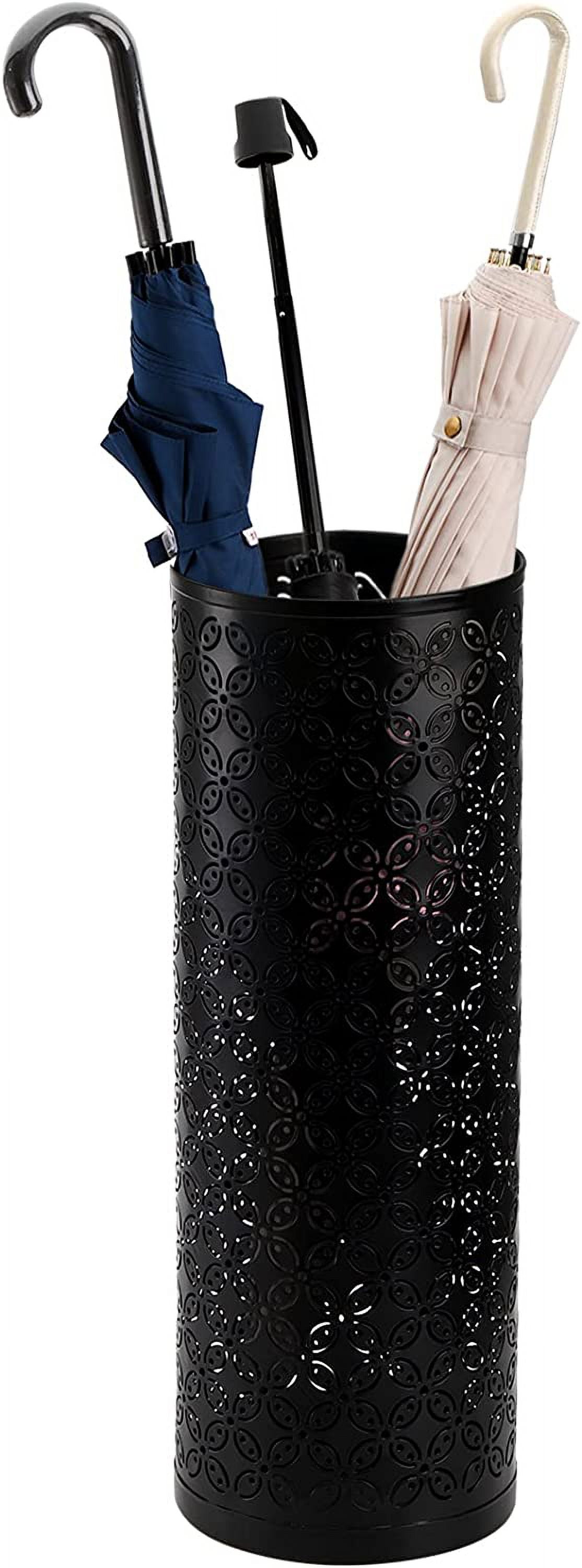 Metal Round Umbrella Stand Rack, Free Standing Umbrella Holder Bin, Canes Walking Sticks Holder for Entryway, Home, Office, Black