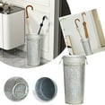 thumbnail image 1 of Metal Round Umbrella Stand Rack Freestanding Umbrella Holder Organizer with Walking Cane Stick Storage for Entryway Porch Home Office Use 30cm Tall Silver Galvanized Farmhouse Style, 1 of 9