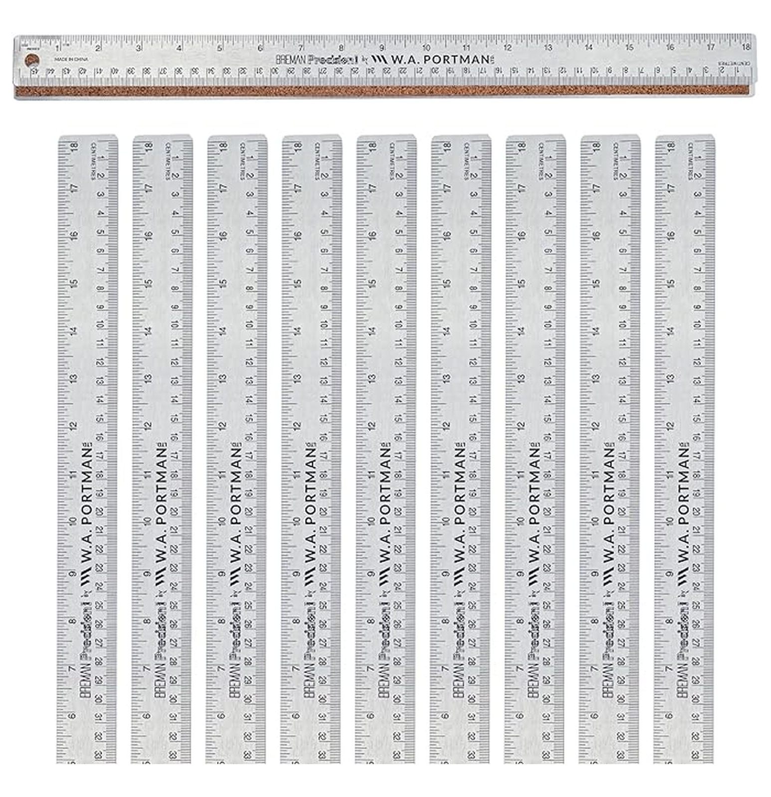 Metal Ruler 18 Inch Cork Back - Straight Edge 10 Pk 18 Inch Metal Ruler ...
