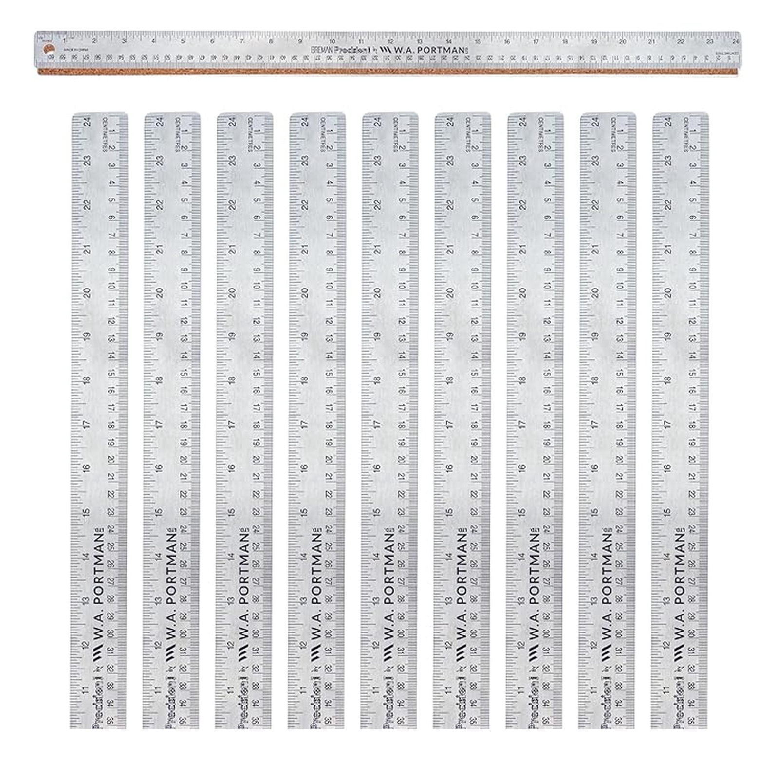 Three Side Ruler 24 Inches Metal Ruler 24 Inch Cork Back - Straight Edge 10 Pk 24 inch Metal Ruler ...