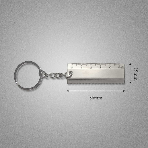 Metal Ruler Keychain, 5cm, Silver