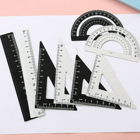 Metal Ruler Set, Multi-functional Ruler, Triangular Ruler, Protractor & Straightedge, Durable Metal, for Scholars, Drawing & Exam Preparation, Geometry Tools, Measuring Instruments