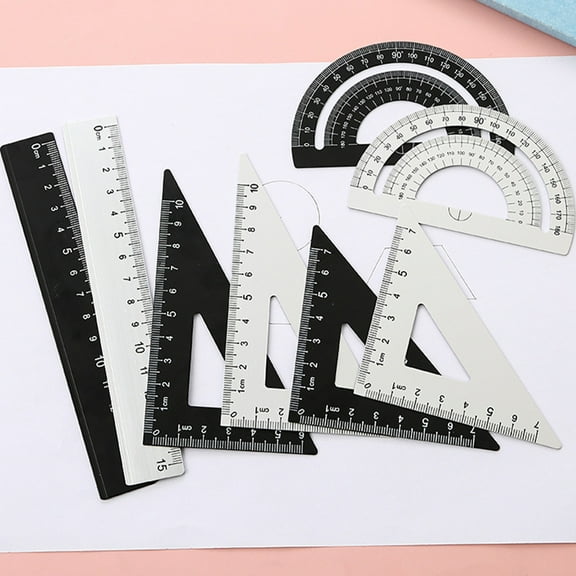 Metal Ruler Set, Multi-functional Ruler, Triangular Ruler, Protractor & Straightedge, Durable Metal, for Scholars, Drawing & Exam Preparation, Geometry Tools, Measuring Instruments