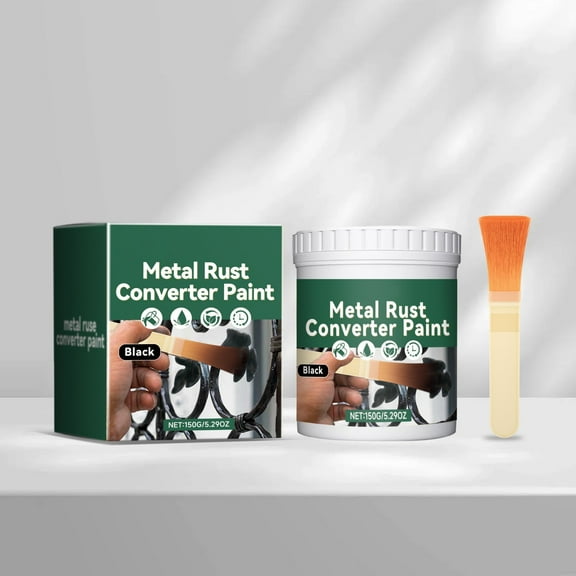Metal Rust Conversion Paint - 150g Waterproof Rust Prevention Coating, Black/Gray Optional with Free Brush - Fast Drying, Strong Adhesion for Metal Surfaces, DIY & Professional Use