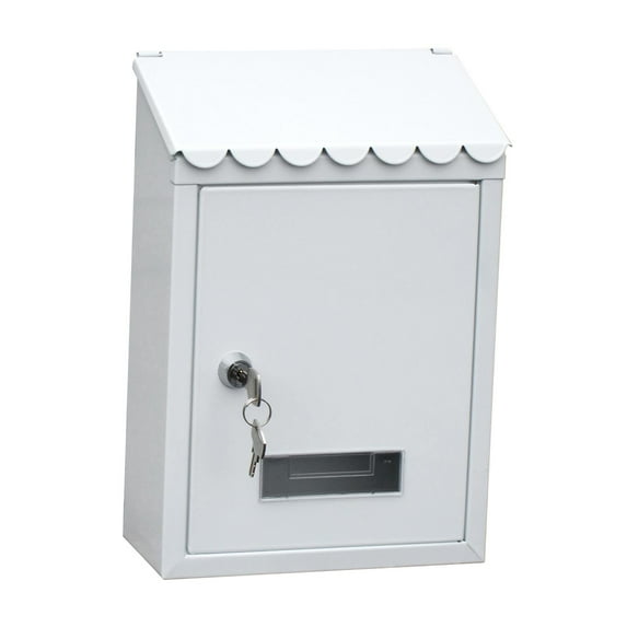 Metal Rust- Mailbox 8x6x12'' Post Mail Lockable Mail Box Decorive Drop Box Case White