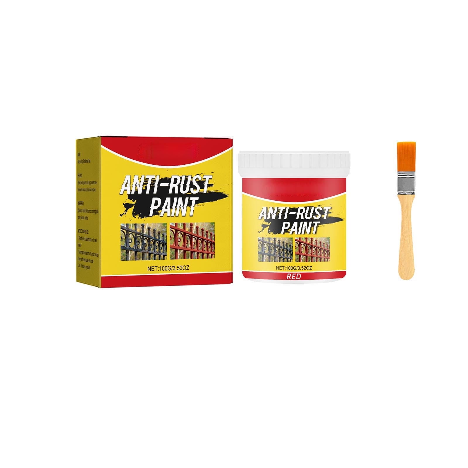 Metal Rust Proof Paint Water Based Anti Corrosion Coating Red Color 2 Piece Set 100G Each red