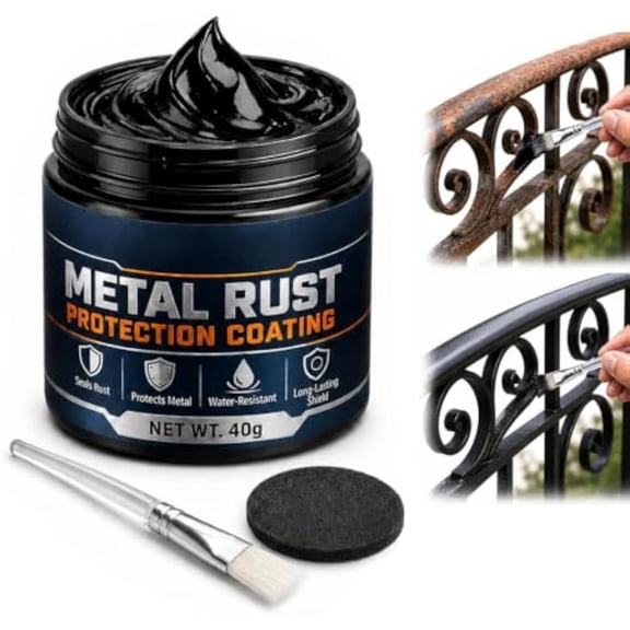 Metal Rust Protection Black Repair Paste, Quick Drying Touch Up Coating, Smooth Even Finish for Fences Tools Railings