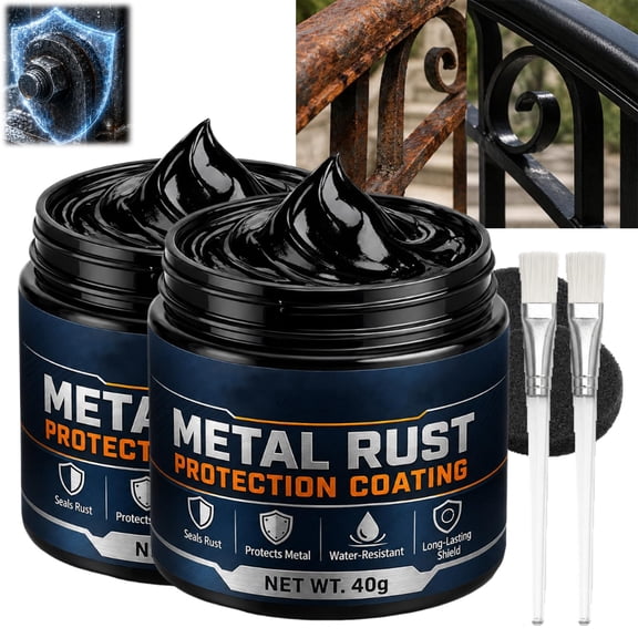 Metal Rust Protection Black Repair Paste, Weatherproof, Quick-Drying Formula, Long-Lasting Rust, for Household Metal Surfaces, Fences, Tools & Railings