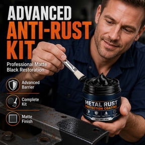 Metal Rust Protection Coating, Black Rust Conversion Paste With Brush Sponge, Waterproof Rust Inhibitor Sealant, Long Lasting Repair for Metal Surface Furniture