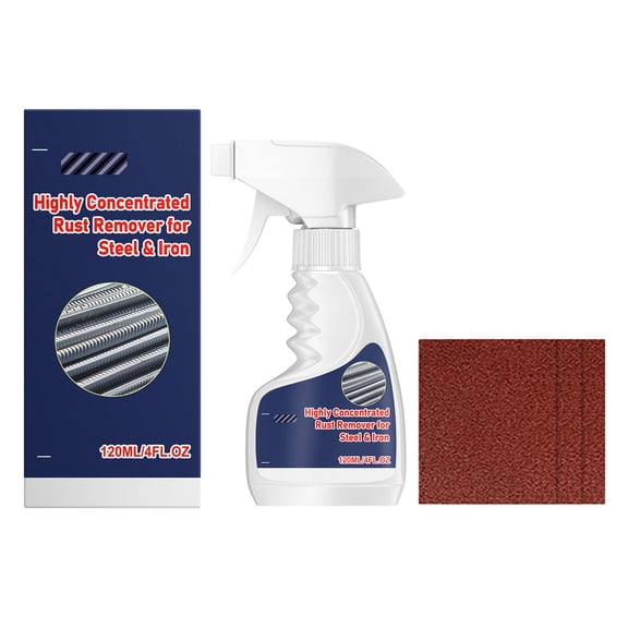 Metal Rust Removal Kit for Multi Surfaces, Mild Formula Rust Remover for Home and Auto, Includes 3 Sandpapers, 120ml