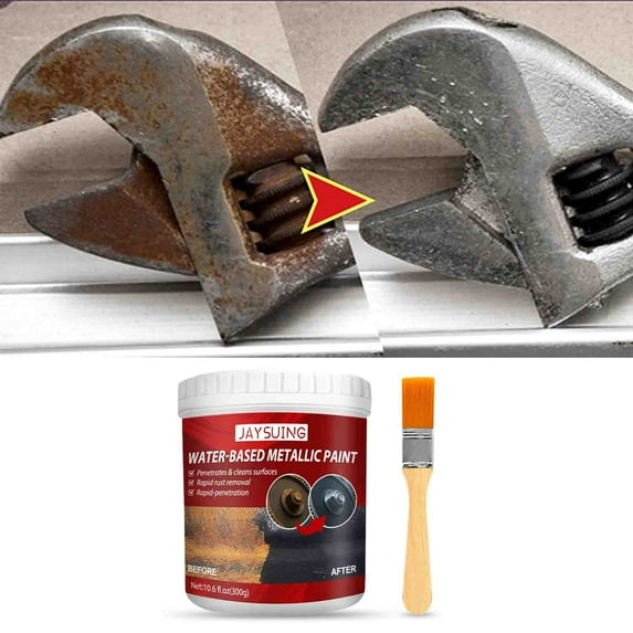 Metal Rust Remover, Automotive Anti-Rust Paint Primer, Water-Based Paint Rust Inhibitor, Multi-Purpose Rust Remover with Brush 300ml