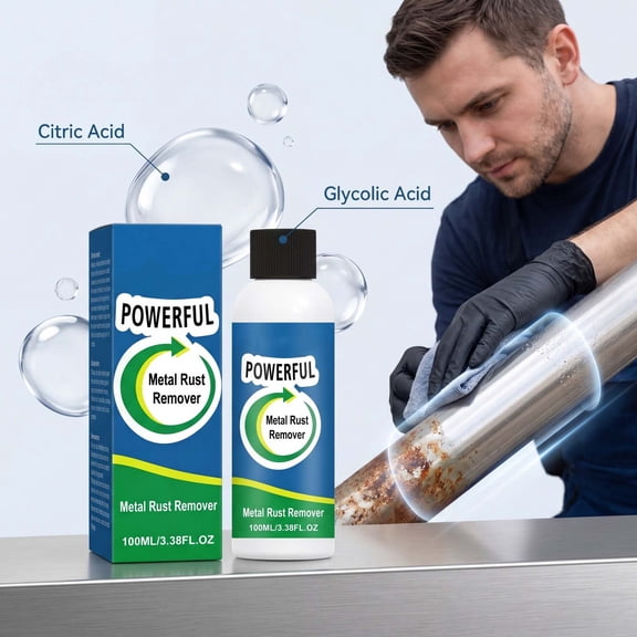 Metal Rust Remover Liquid 100ML, Multi Purpose Rust Dissolver For Iron Steel Chrome Hardware, Surface Cleaning Solution For Home And Workshop Use