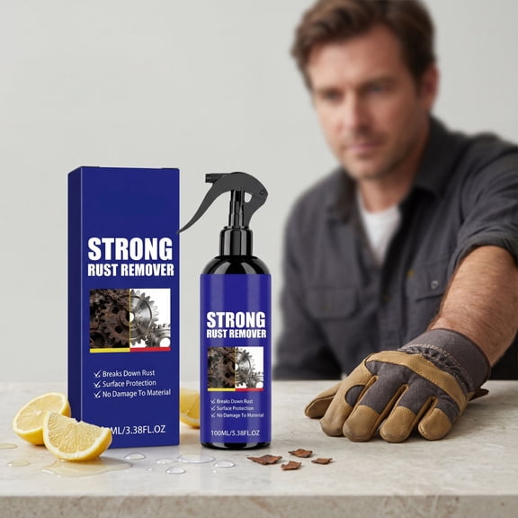 Metal Rust Remover Spray 100ml,Car Parts Rust Cleaner Oxidation Stain Removal Polishing Restoration Solution Wheel Tool Hardware Surface Care Fast Acting Formula Easy Application Shine Enhancement