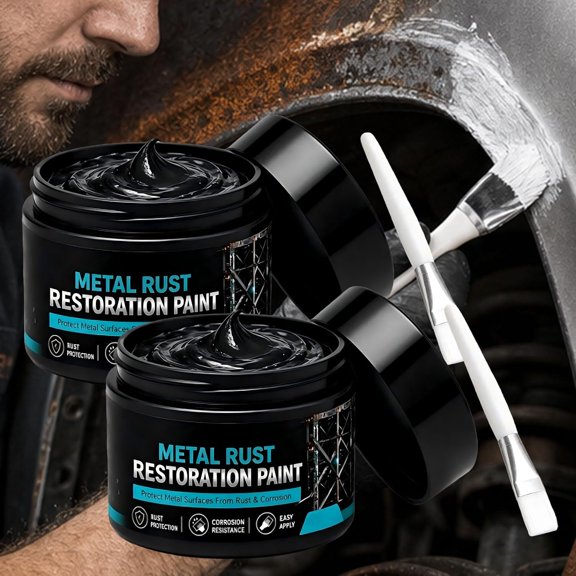 Metal Rust Restoration Paint,Rust-Proof Repair Paste,Automotive Metal Rust Repair Paste,Metal Rust Protection Black Repair Paste,All Purpose Cleaners for Metal Rust