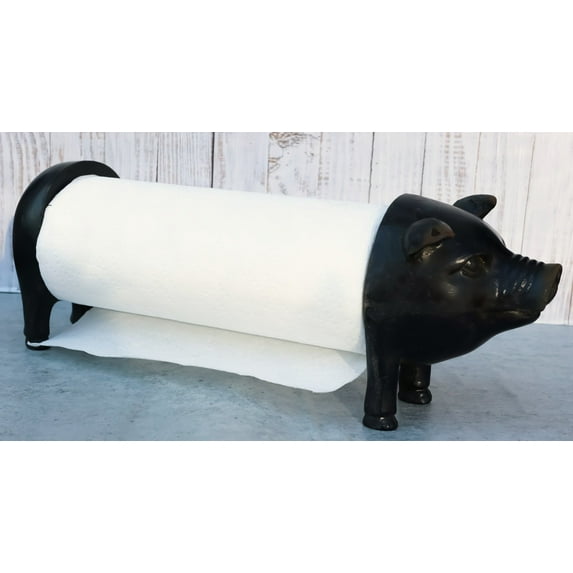 Metal Rustic Farm Pig Swine Kitchen Paper Towel Or Art Craft Ribbon Holder