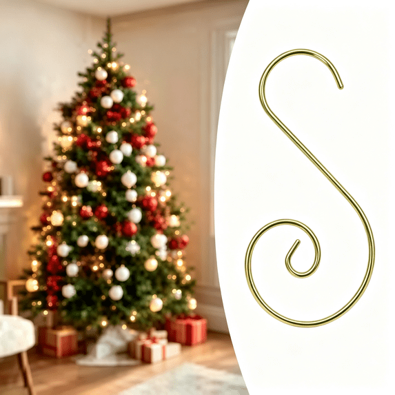Metal S Ornament Hooks, S Shaped Christmas Tree Hanging Hooks for Holiday Ornaments, Wreaths, Garlands, Crafts and DIY Christmas Decorations