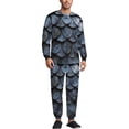 thumbnail image 1 of Metal Scale Men's Pajama Set Sleepwear Pjs Lightweight Long Sleeve Crewneck Shirts and Bottoms Soft Comfy Sleep Sets 3XL, 1 of 5