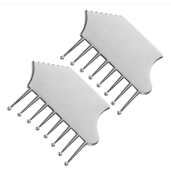 Metal Scalp Massager Comb for Face and Hair, 2Pcs Ergonomic Head and Neck Gua Sha Scrubber for Deep Cleaning, Home Travel Portable (k)