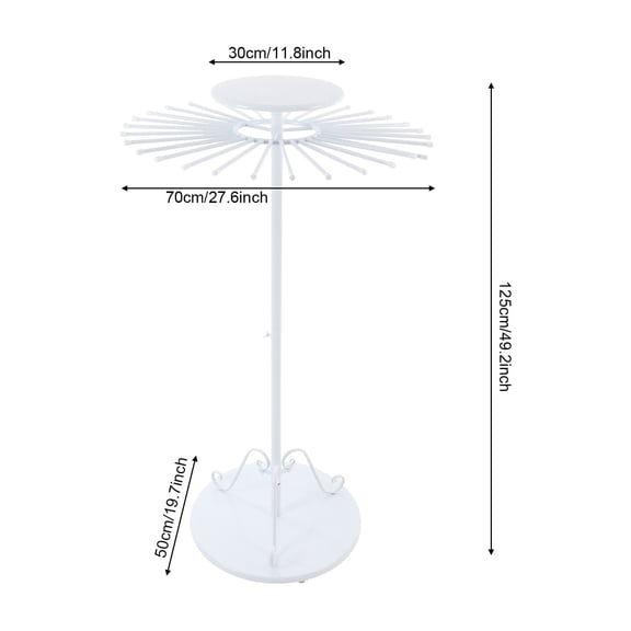Metal Scarf Display Stand - 30 Rods, Freestanding, Rotating, Round Rack Holder