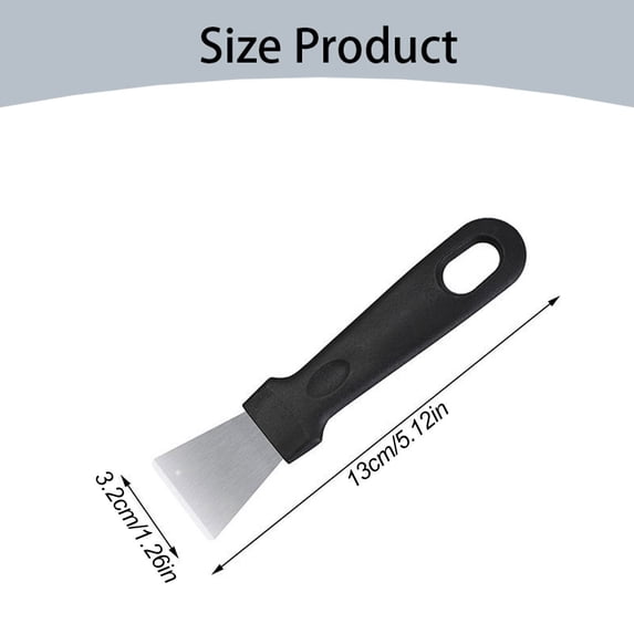 Metal Scraper Tool,BBQ Stiff Grill Pan Cleaning Scraper Spatula,Stainless Steel,1PC(Black)