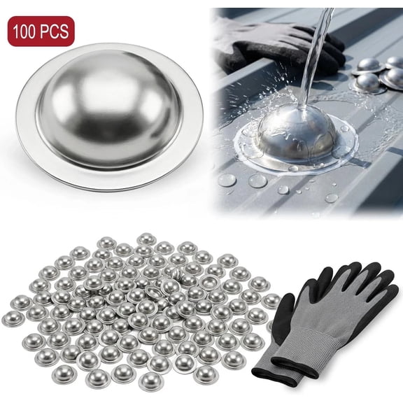 Stainless Steel Roofing Screw Caps for Roof Leak Repair, Directly Cover Existing Screw Heads, for Outdoor Roof Siding Garages Patios, 100 Pcs