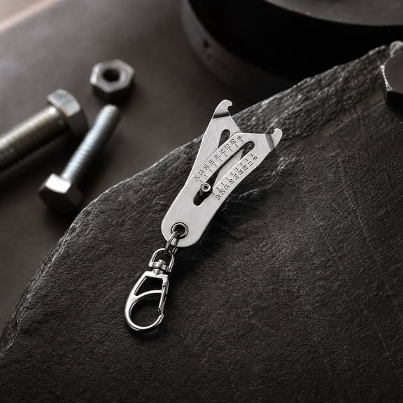 Metal Screw Thread Gauge, Portable Thread Size Checker, Adjustable Measuring Tool, Keychain Carabiner, Ideal for Machinery and Plumbing Repairs